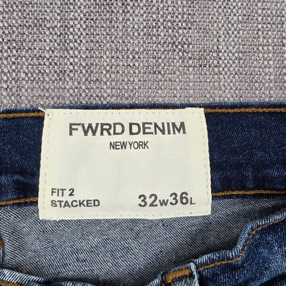 FWRD Denim New York Jeans Mens 32x36 Blue Distressed Ripped Stacked frayed Hype - Picture 12 of 15